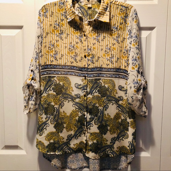 📦One World Live & Let Live button down blouse. - Picture 2 of 7